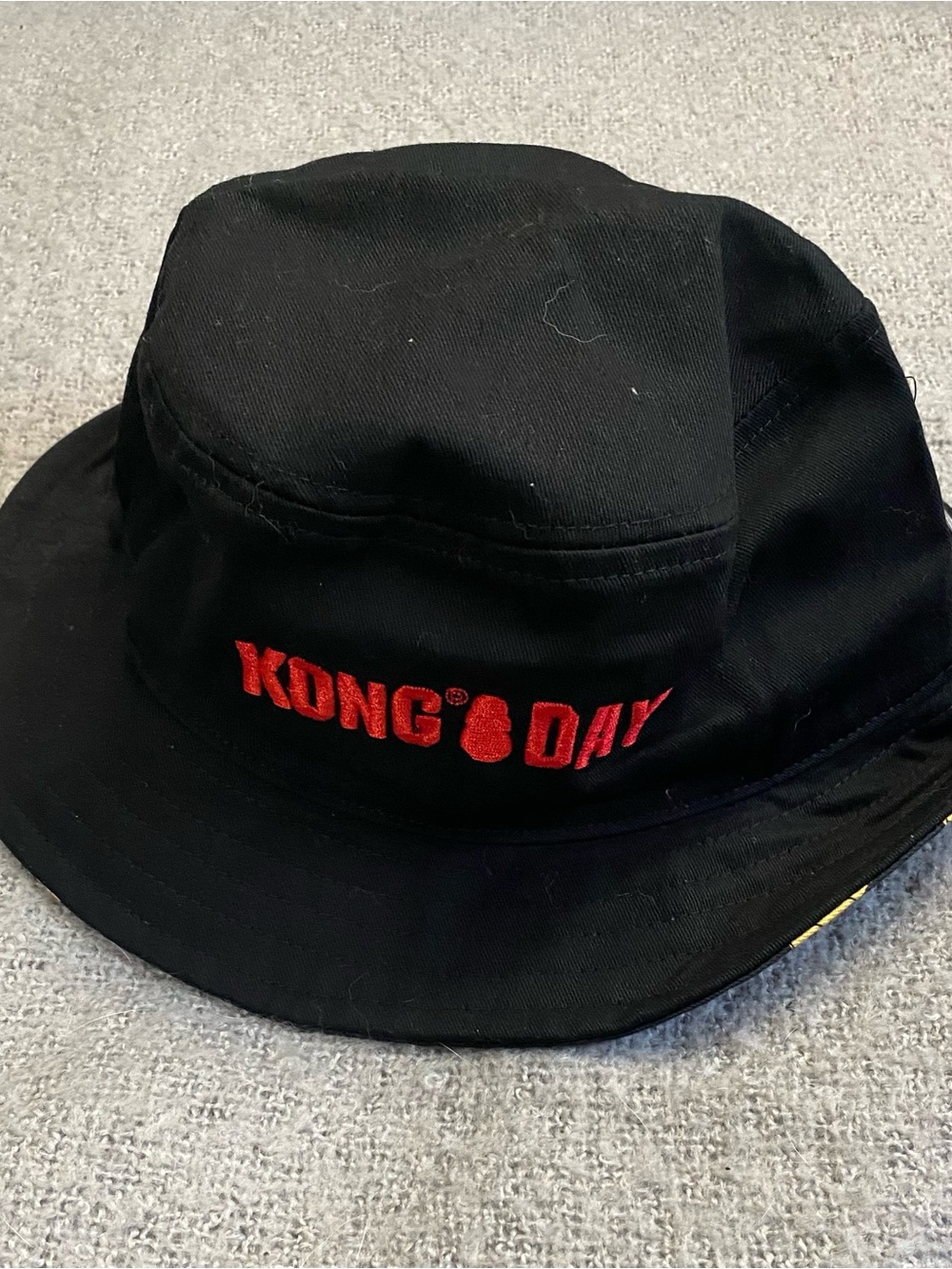 Kong Black Bucket Hat with Red Logo Embroidery